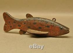 Vintage Fond du Lac WI Native American Hand Carved Fish Spearing Decoy Folk Art