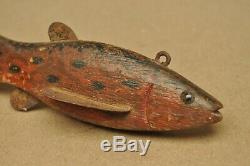 Vintage Fond du Lac WI Native American Hand Carved Fish Spearing Decoy Folk Art