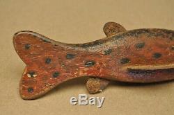 Vintage Fond du Lac WI Native American Hand Carved Fish Spearing Decoy Folk Art