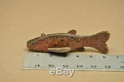 Vintage Fond du Lac WI Native American Hand Carved Fish Spearing Decoy Folk Art