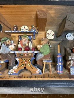 Vintage German 3D Wood Carving Shadow Box Diorama Music Box Folk Art 7x9