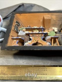 Vintage German 3D Wood Carving Shadow Box Diorama Music Box Folk Art 7x9