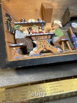 Vintage German 3D Wood Carving Shadow Box Diorama Music Box Folk Art 7x9