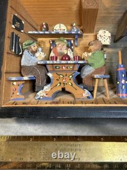 Vintage German 3D Wood Carving Shadow Box Diorama Music Box Folk Art 7x9