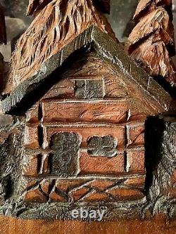 Vintage German Carved Wood Wooden Folk Art Landscape Wall Decor 26.5x19