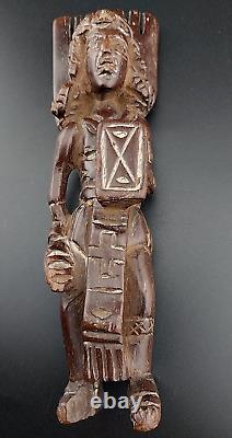 Vintage Guatemala Folk Art Carved Wood Warrior Slingshot 6 Ancient & Amazing