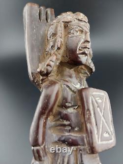 Vintage Guatemala Folk Art Carved Wood Warrior Slingshot 6 Ancient & Amazing