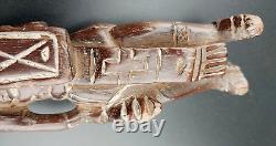 Vintage Guatemala Folk Art Carved Wood Warrior Slingshot 6 Ancient & Amazing