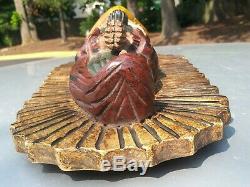 Vintage Guatemalan Folks art carved wood Virgen of Guadalupe Santos statue