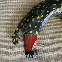 Vintage Guatemalan Hand Carved Wood Folk Art Dog or Cat 14 Figurine Sculpture