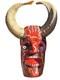Vintage Guatemalan Hand Carved Wood Horned Folk Art Mask With Real Ram Horns