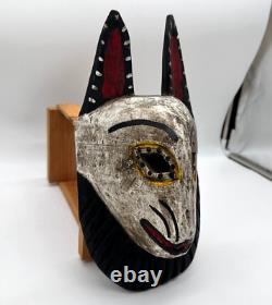 Vintage Guatemalan Mayan Folk Art Carved Wood Mask Wolf/dog 12.5'' X 6.25'