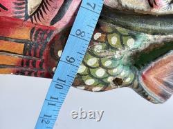 Vintage Guerrero Mexican Double Face Mask Hand Carved Painted Folk Art 10.5