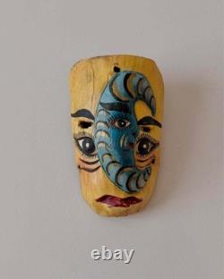Vintage Guerrero Mexico Hand Carved Wooden Folk Art Double Face Mask