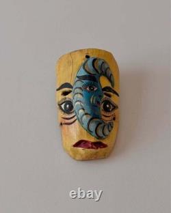 Vintage Guerrero Mexico Hand Carved Wooden Folk Art Double Face Mask