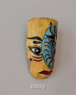 Vintage Guerrero Mexico Hand Carved Wooden Folk Art Double Face Mask