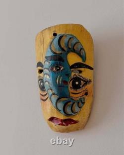 Vintage Guerrero Mexico Hand Carved Wooden Folk Art Double Face Mask