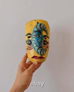 Vintage Guerrero Mexico Hand Carved Wooden Folk Art Double Face Mask