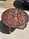 Vintage Haitian Folk Art Hand Carved Wood Chess Reversible Top Folding Table 22