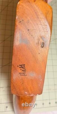 Vintage Haitian Hand-Carved Mahogany Fish Sculpture 22 Folk Art Mid-Century