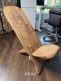 Vintage Hand Carved African Birthing Chair Primitive Tribal Hardwood Folk Art