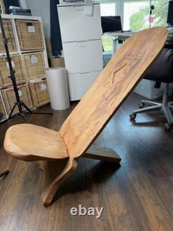 Vintage Hand Carved African Birthing Chair Primitive Tribal Hardwood Folk Art