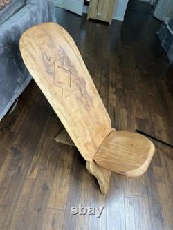 Vintage Hand Carved African Birthing Chair Primitive Tribal Hardwood Folk Art