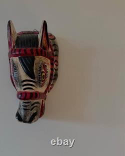 Vintage Hand Carved Authentic Mexican Folk Art Horse Mask