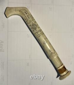 Vintage Hand-Carved Bone/Antler Nordic Sámi Style Knife & Sheath Folk Art Scandi