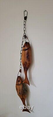Vintage Hand Carved Driftwood Fish Wall Hanging Sculpture Folk Art RBrandt 96