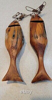 Vintage Hand Carved Driftwood Fish Wall Hanging Sculpture Folk Art RBrandt 96