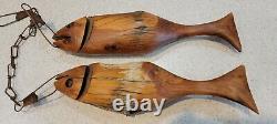 Vintage Hand Carved Driftwood Fish Wall Hanging Sculpture Folk Art RBrandt 96