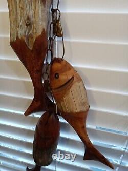 Vintage Hand Carved Driftwood Fish Wall Hanging Sculpture Folk Art R Brandt 96