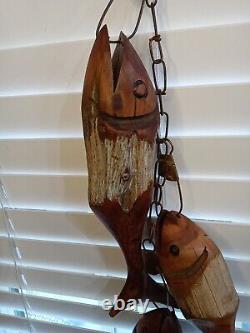 Vintage Hand Carved Driftwood Fish Wall Hanging Sculpture Folk Art R Brandt 96