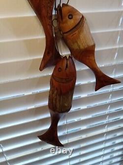 Vintage Hand Carved Driftwood Fish Wall Hanging Sculpture Folk Art R Brandt 96