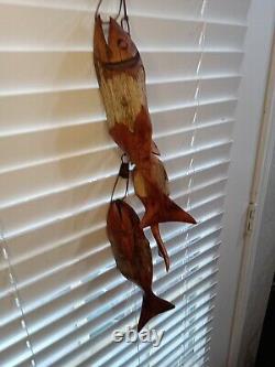 Vintage Hand Carved Driftwood Fish Wall Hanging Sculpture Folk Art R Brandt 96