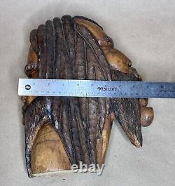Vintage Hand-Carved Dual-Head Rastafarian Bust Jamaica 1970s Rare Folk Art