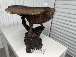 Vintage Hand Carved Folk Art Eagle Sculpture 18,5 L, 28 W And 17 H
