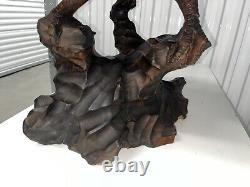Vintage Hand Carved Folk Art Eagle Sculpture 18,5 L, 28 W And 17 H