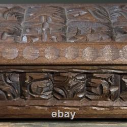 Vintage Hand Carved Folk Art Footed Box