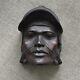 Vintage Hand Carved Folk Art Male With Helmet & Earrings