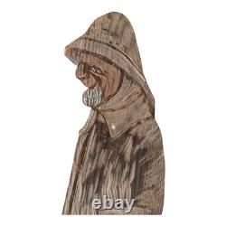 Vintage Hand-Carved Folk Art Sea Captain Fisherman Wooden Wall Hanging Sign