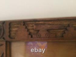 Vintage Hand Carved Folk Art Wood Picture Frame 8 x 10 Stars Shields Cannons