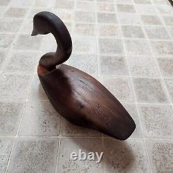 Vintage Hand Carved Goose Folk Art Swan Stained Wooden Signed by Artist ROUX