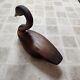 Vintage Hand Carved Goose Folk Art Swan Stained Wooden Signed By Artist Roux