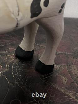 Vintage Hand Carved Horse Statue Wood Sculpture Decor Folk Art 8.5 Tall