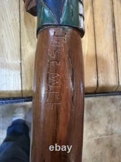 Vintage Hand-Carved Mayan Scepter Staff Signed Folk Art Walking Stick 27x7