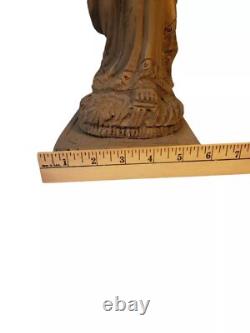 Vintage Hand Carved Moses Statue Wood Judaica Religious Folk Art Hebrew