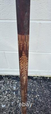 Vintage Hand-Carved Native American Tomahawk Eagle Cane Folk Art Walking Stick