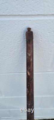 Vintage Hand-Carved Native American Tomahawk Eagle Cane Folk Art Walking Stick